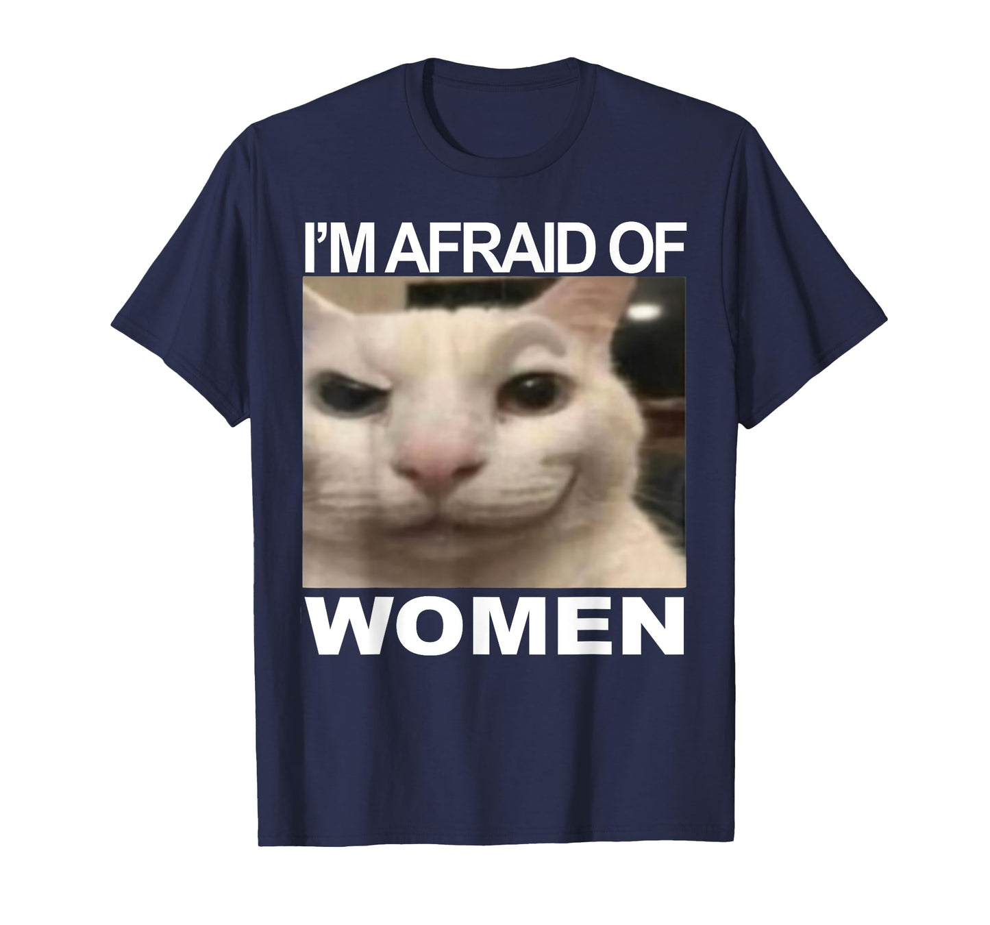 I’m Afraid Of Women Funny Meme Cat Lover Sarcastic Humorous T-Shirt