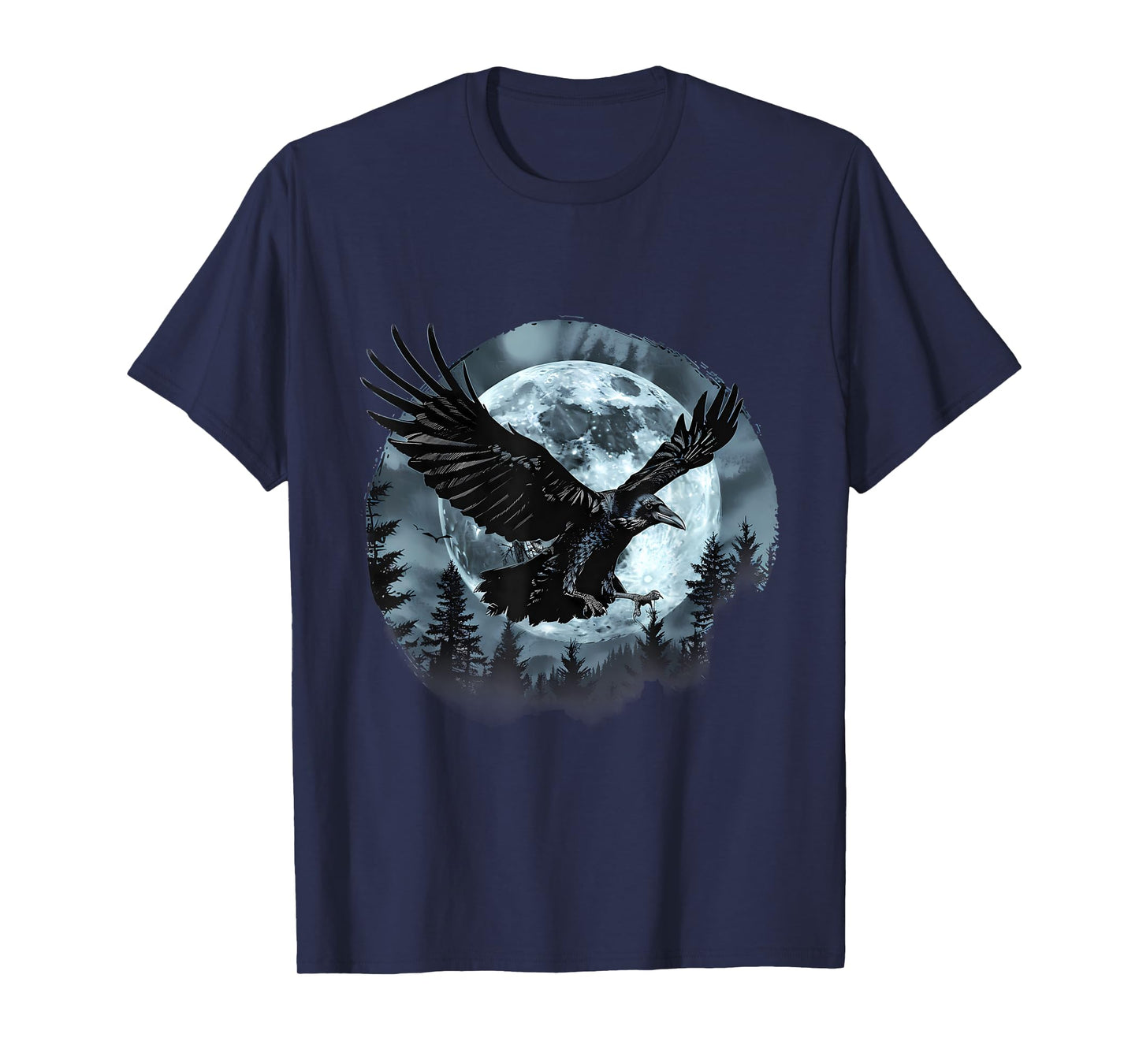 Halloween Raven Forest Spooky Moon Trick Or Treat Artwork T-Shirt