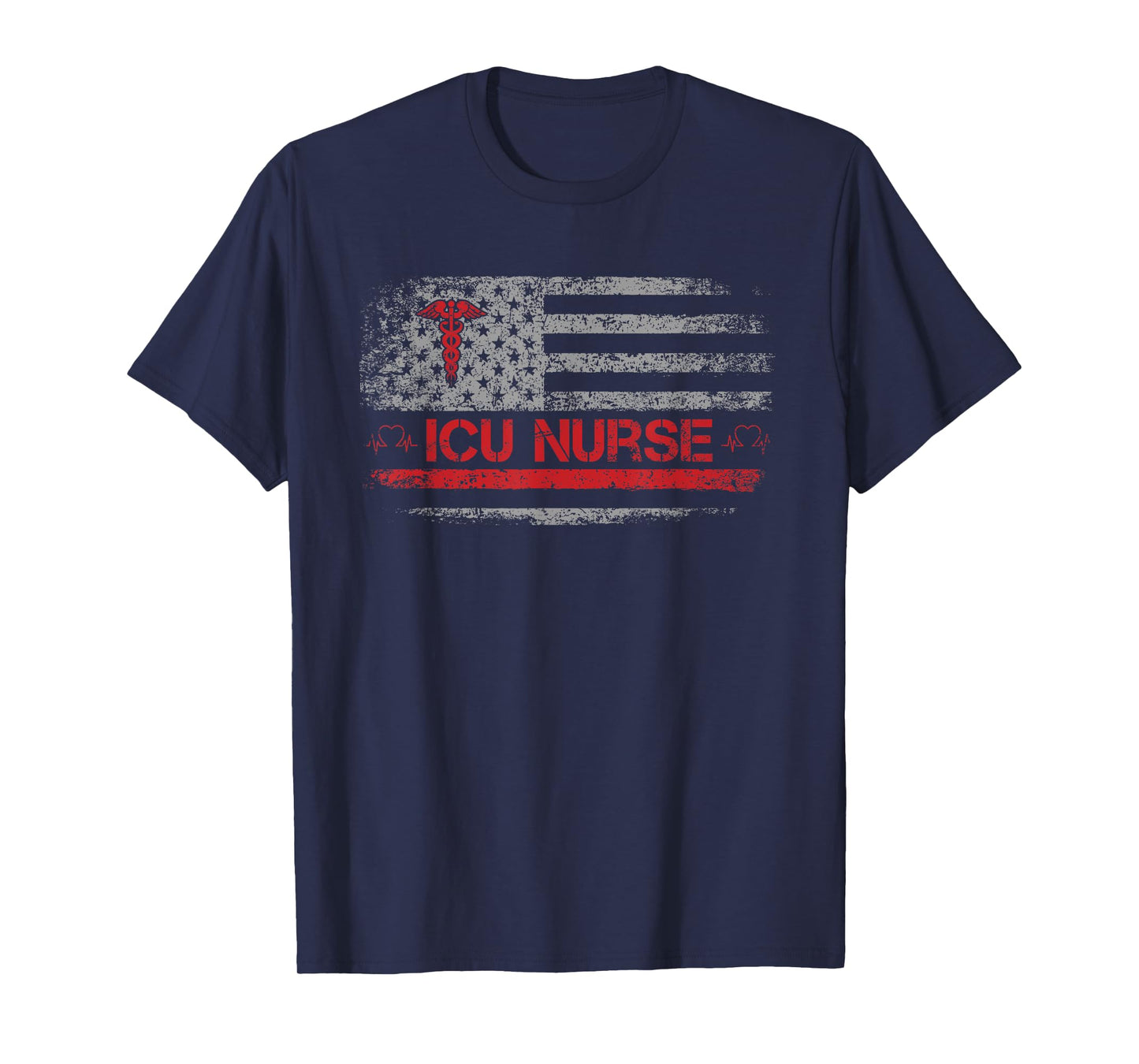 ICU Nurse Intensive Care Unit American Flag For Women Men T-Shirt