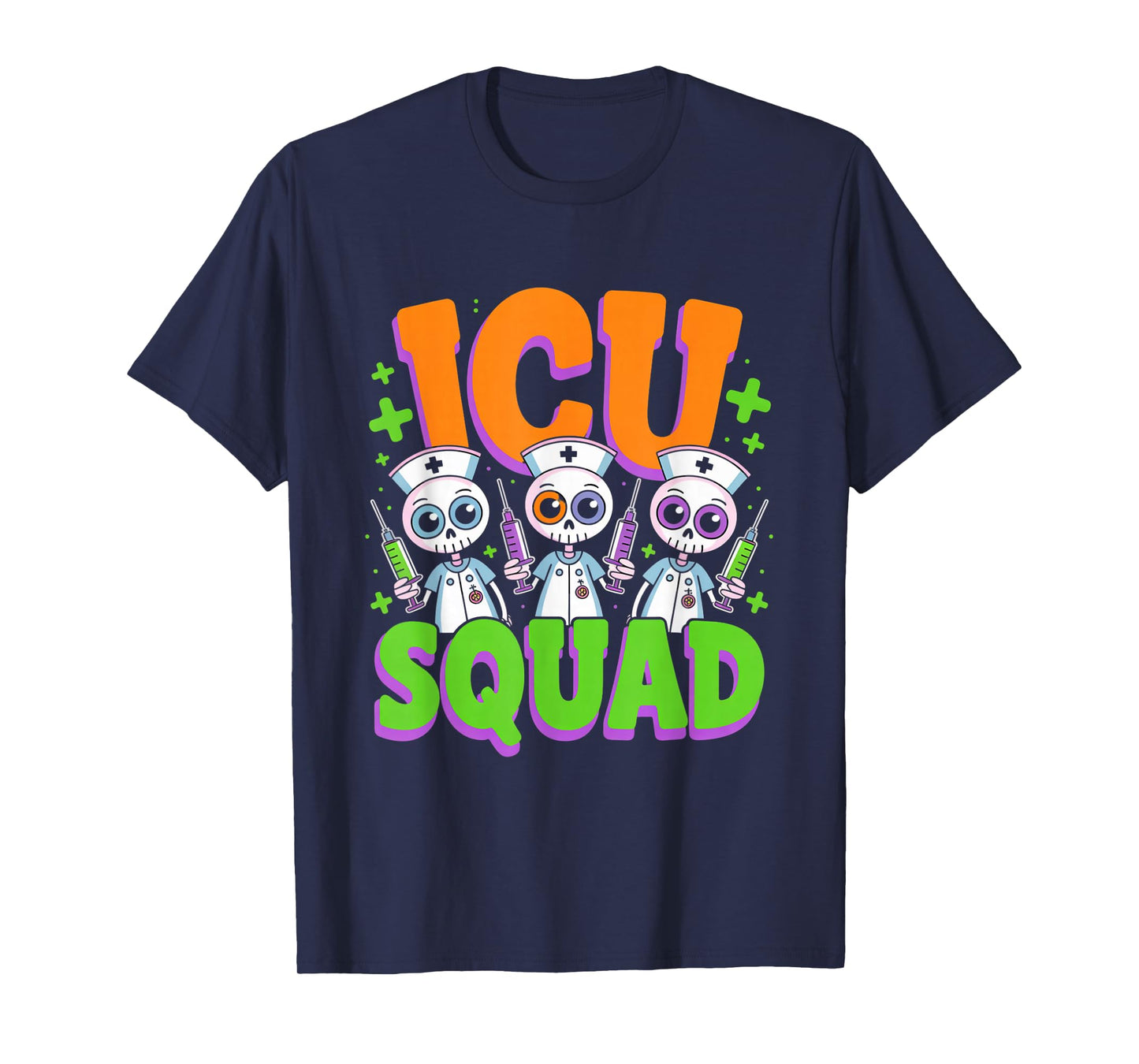 ICU Squad Skeleton Nurse Funny Halloween Costume T-Shirt