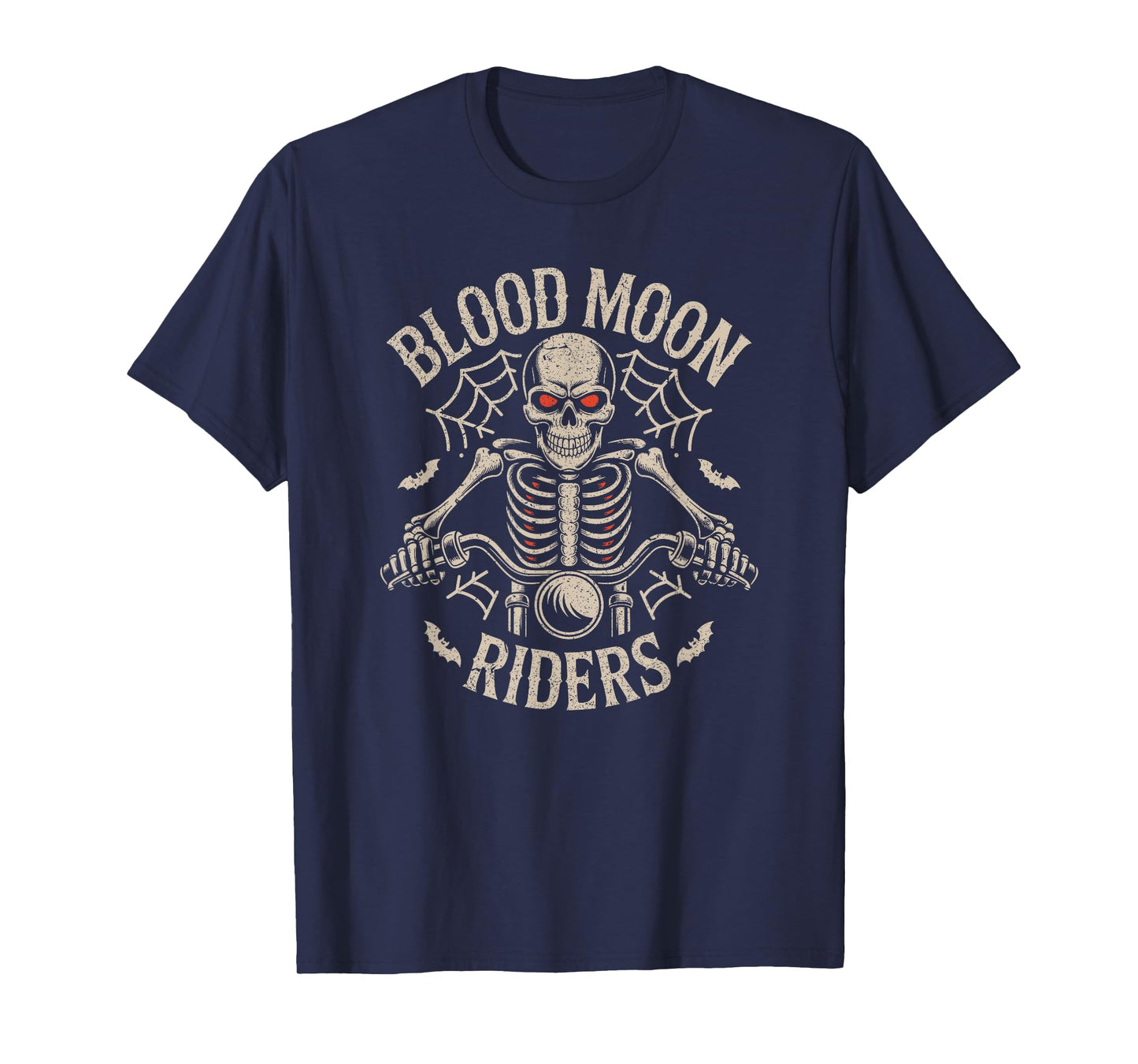Blood Moon Riders Skeleton Biker Red Eye Web Bats T-Shirt