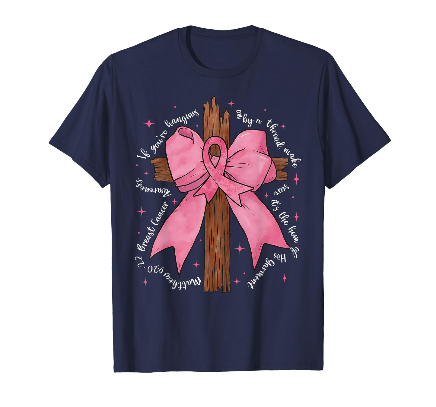 Jesus Pink Coquette Bow Cross Breast Cancer Awareness T-Shirt