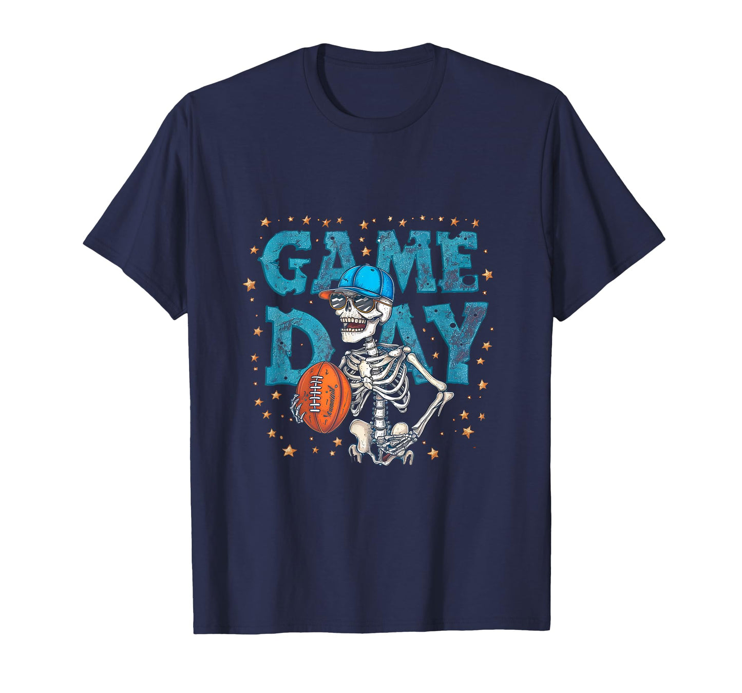 Game Day Football Skeleton Graphic Funny Sports Fan Apparel T-Shirt