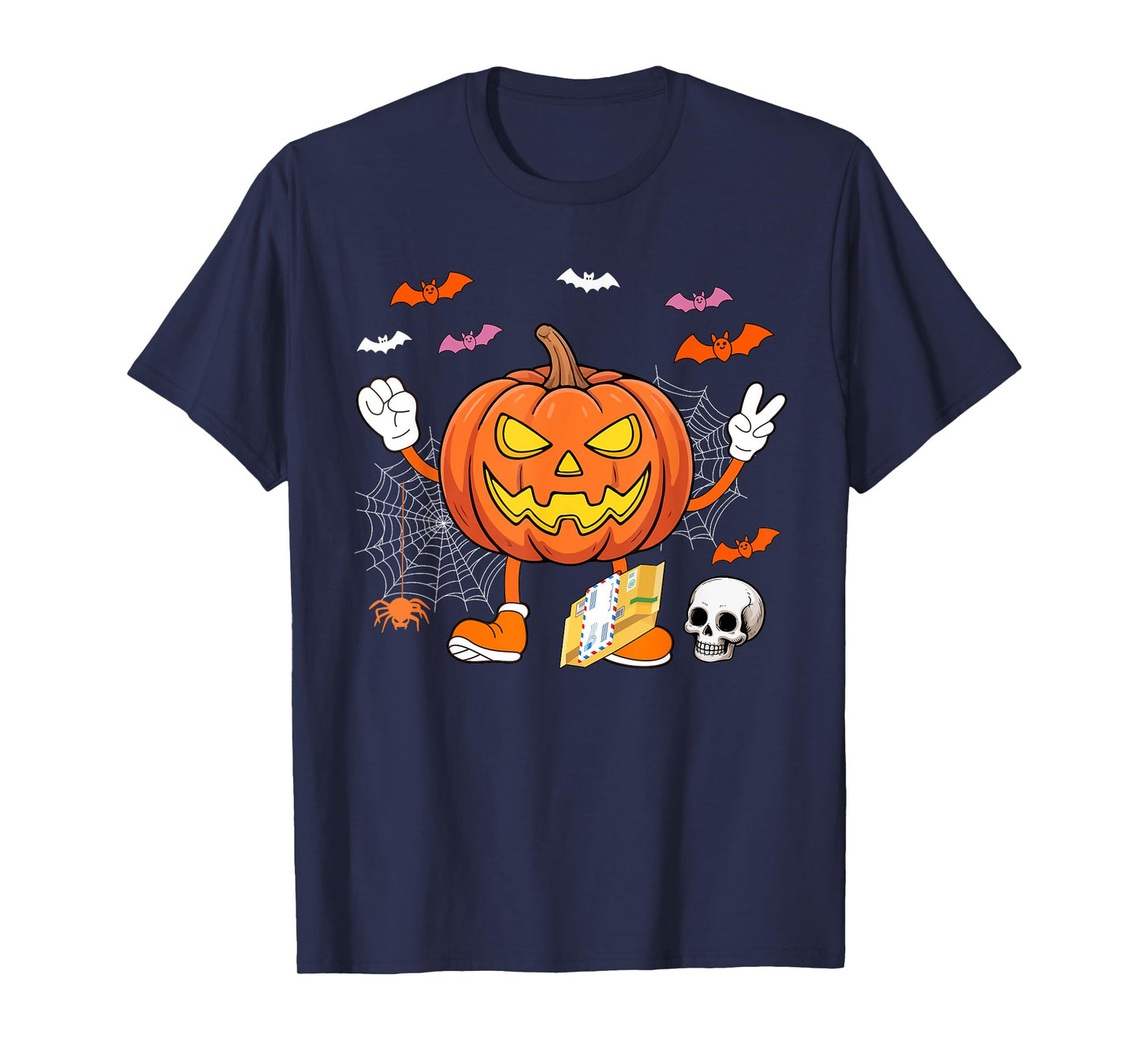 Postal Worker Job Horror Carved Pumpkin Halloween Team T-Shirt