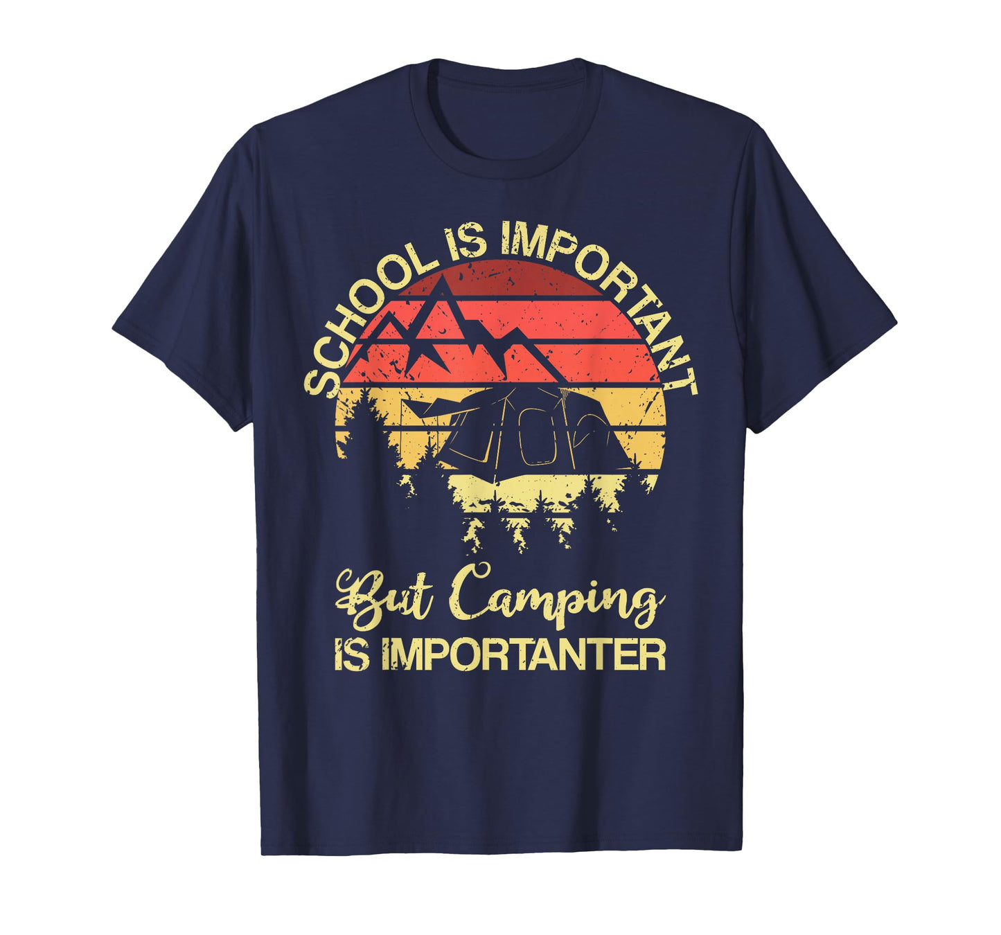 School Is Important But Camping Is Importanter Youth Kids T-Shirt