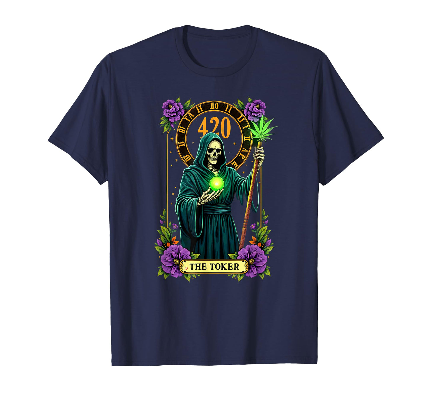 Tarot Card The Toker Cannabis Stoner Skeleton Halloween T-Shirt