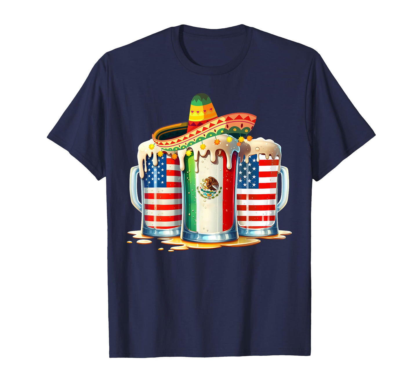 Cinco de Mayo Beer Mexican USA Flag Drinking Party Men Women T-Shirt