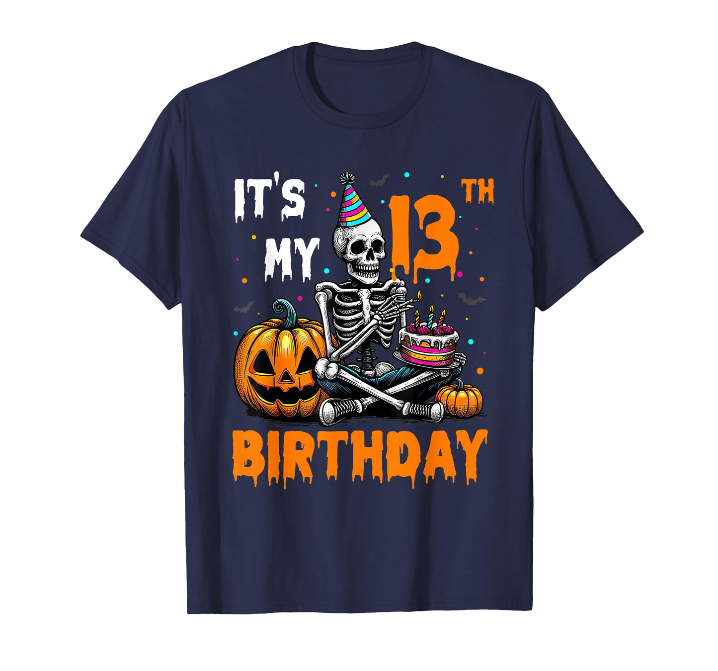 Skeleton 13th Birthday Halloween Party Kids 13 Years Gift T-Shirt