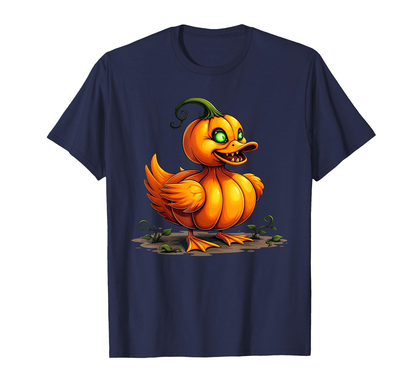 Scary Duck Pumpkin Funny Halloween Womens Mens Kids T-Shirt