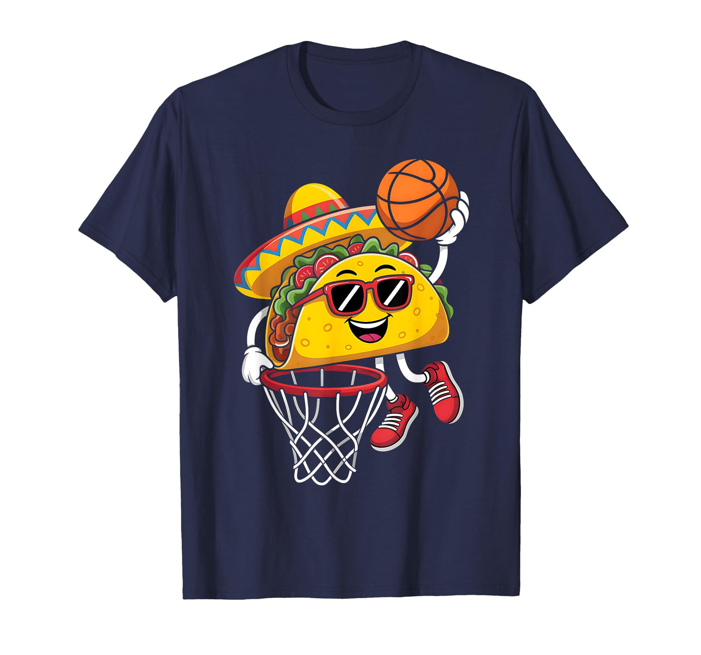 Taco Playing Basketball Mexican Food Cinco De Mayo Kids T-Shirt