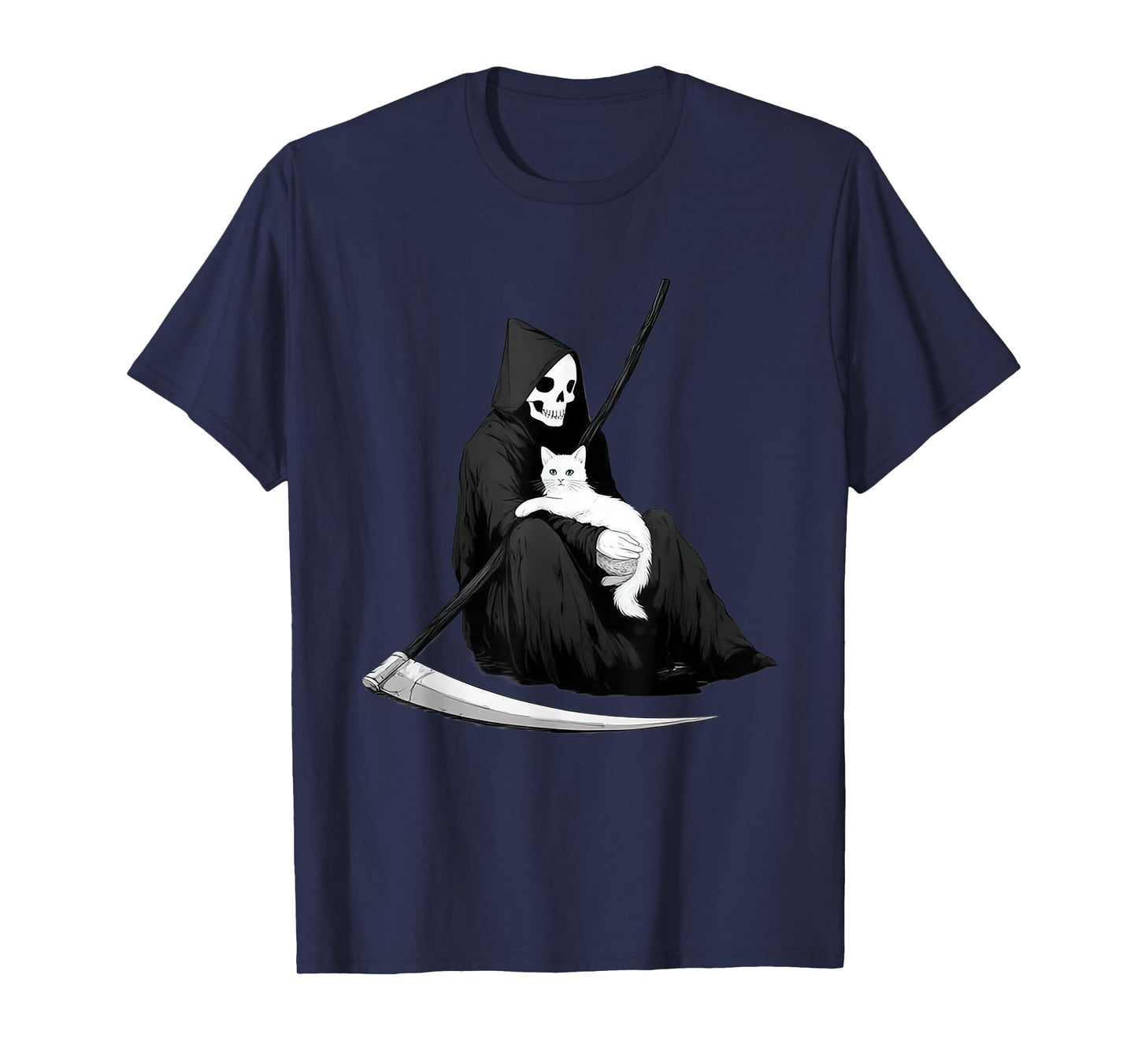 Skeleton Death Cat Lover Funny Skull & Kitty Halloween T-Shirt