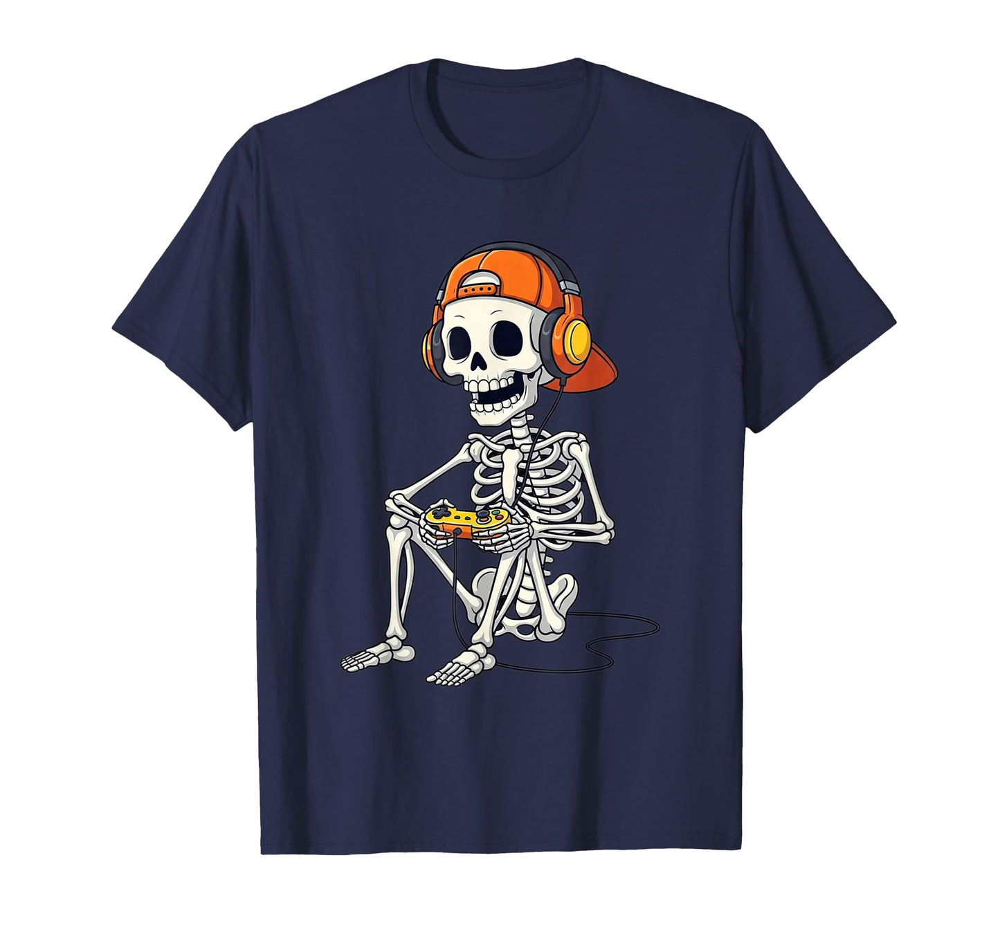 Halloween Skeleton Gamer Video Gaming Boys Men Kids Tees T-Shirt