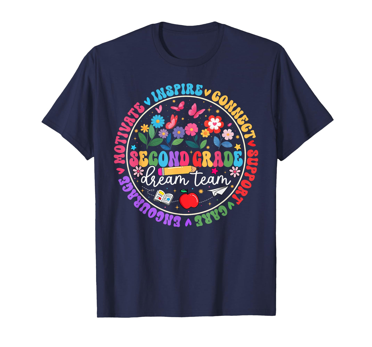Second Grade Dream Team Back To School Teacher Floral Women T-Shirt