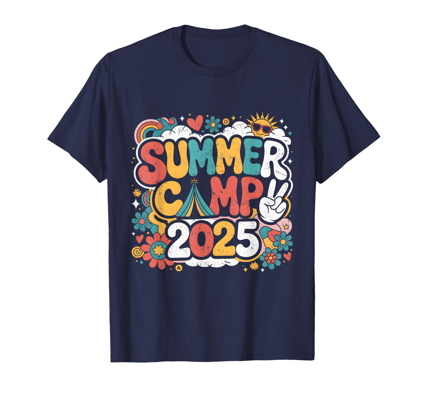 Summer Camp 2025 Groovy Summer Break Teachers Students T-Shirt