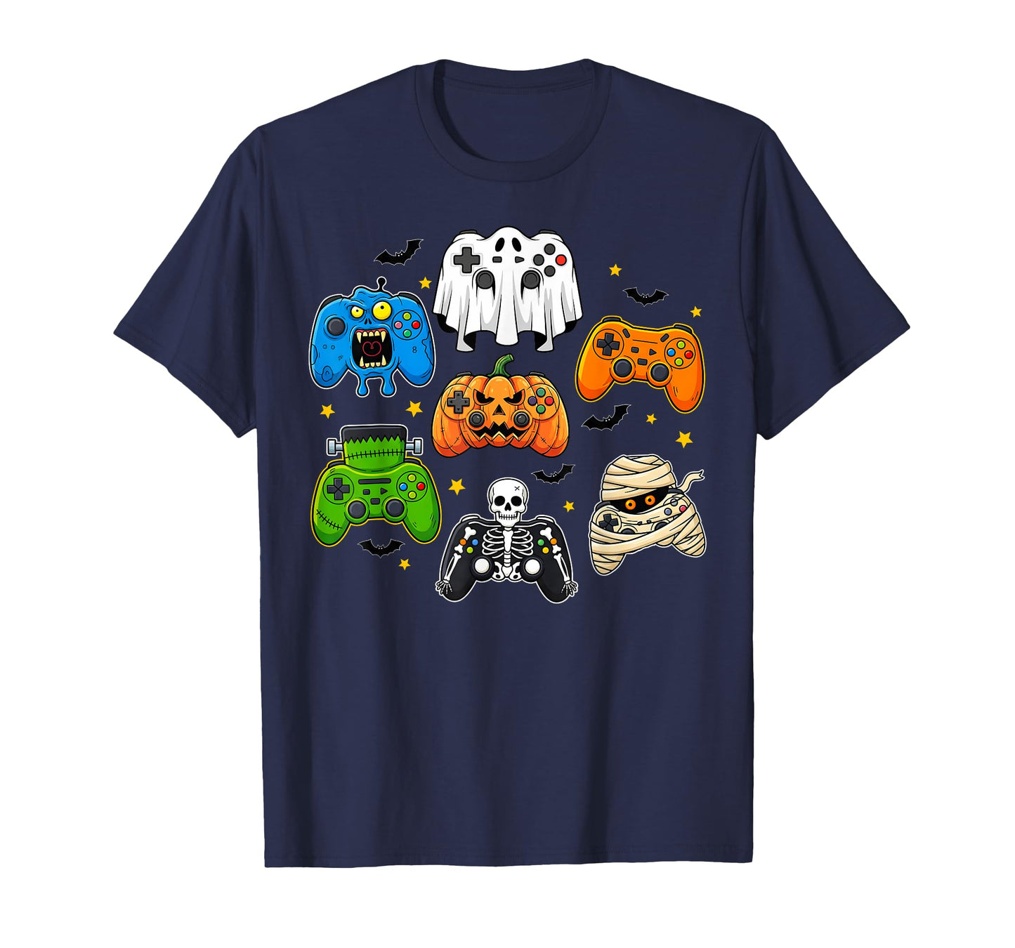 Halloween Skeleton Scary Gaming Controllers Boys Kids Retro T-Shirt