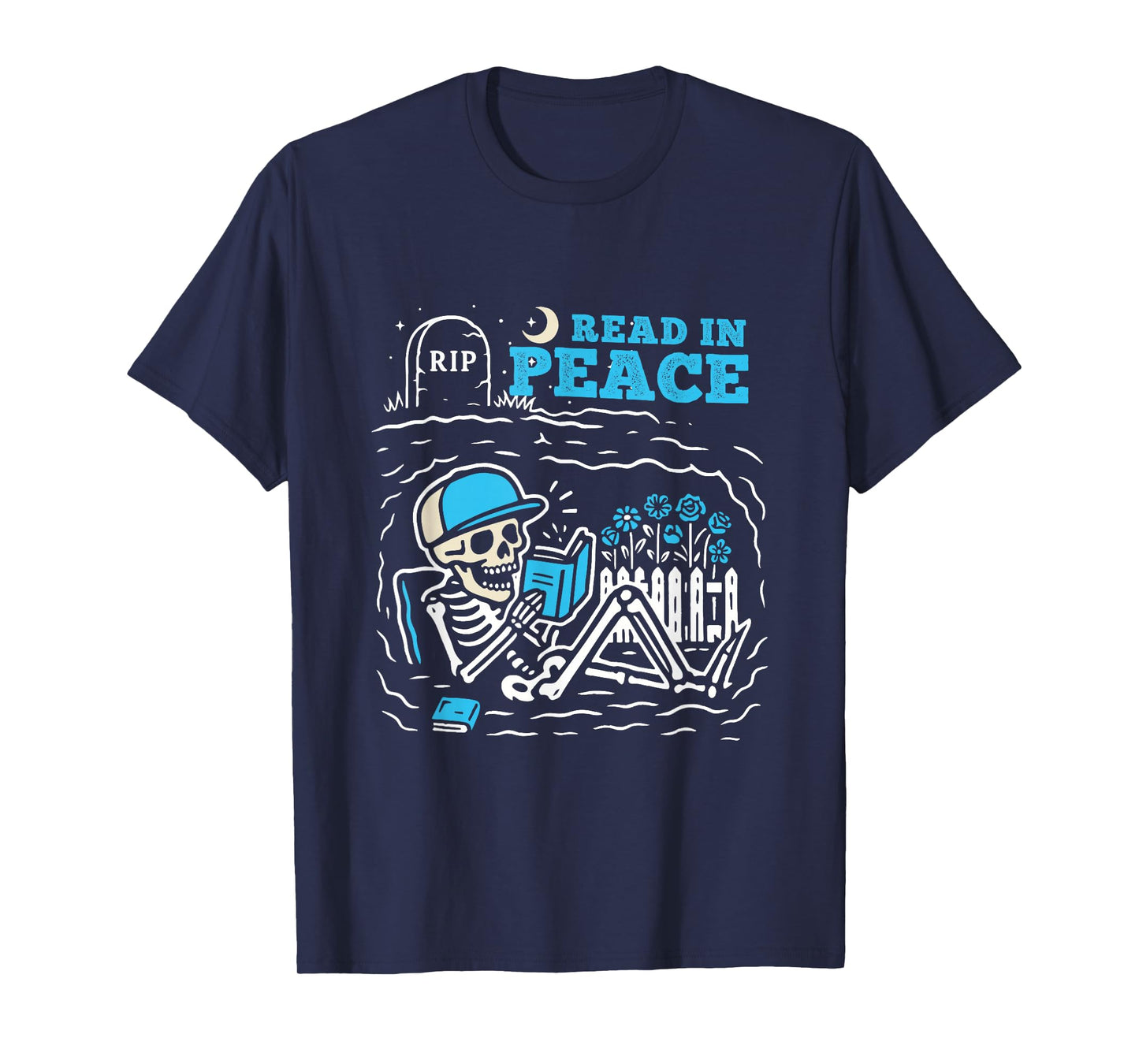 Funny Skeleton Reading Book Lover Librarian Women & Men T-Shirt