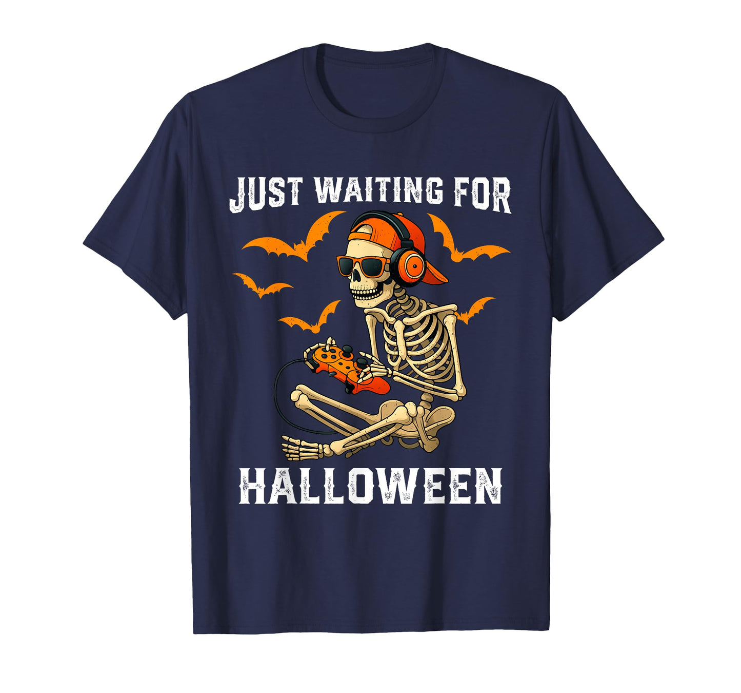 Funny Skeleton Just Waiting for Halloween Gamer T-Shirt