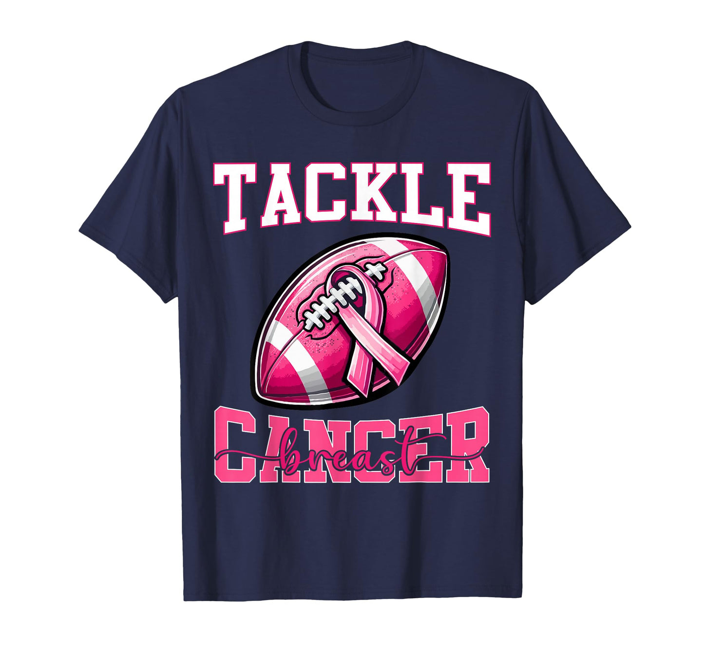 Tackle Breast Cancer Football Pink Ribbon Cancer Awareness T-Shirt