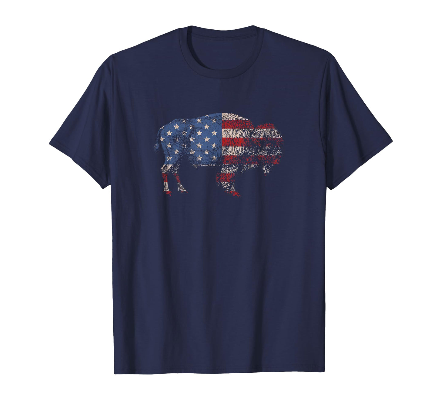Vintage Retro Bison American Flag Buffalo Simple T-Shirt T-Shirt