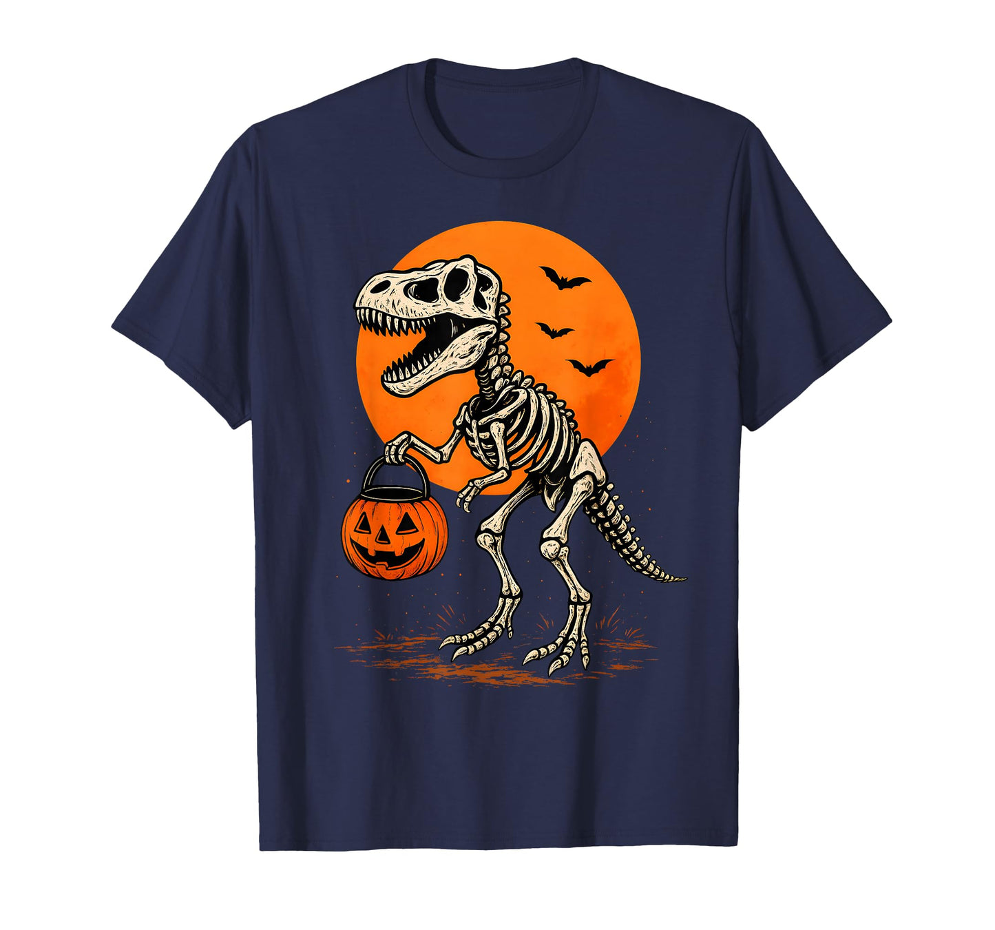 Spooky Saurus T Rex Skeleton Dinosaur Halloween Art T-Shirt