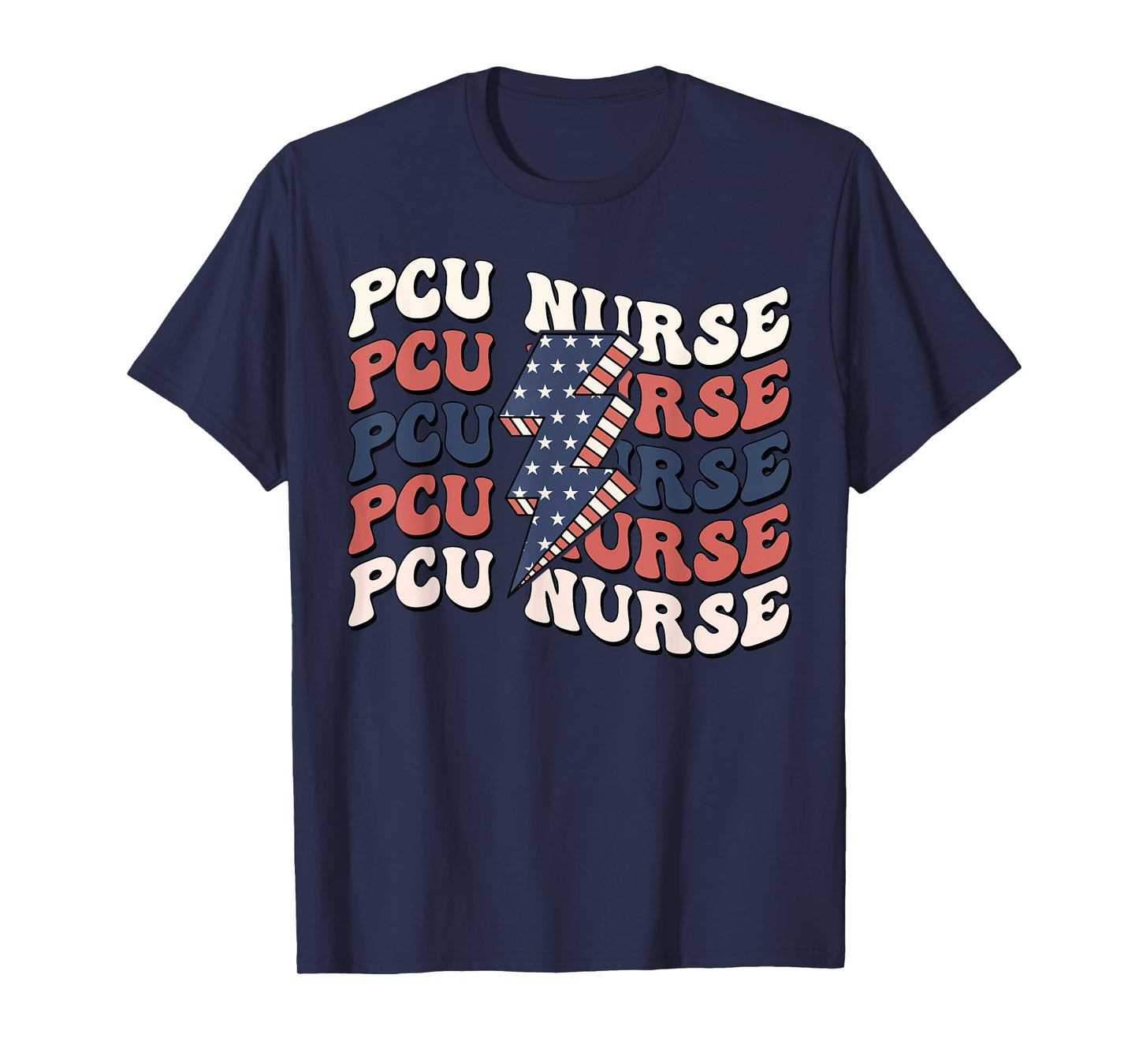 Retro Groovy PCU Nurse 4th Of July Progressive Care Nurse T-Shirt