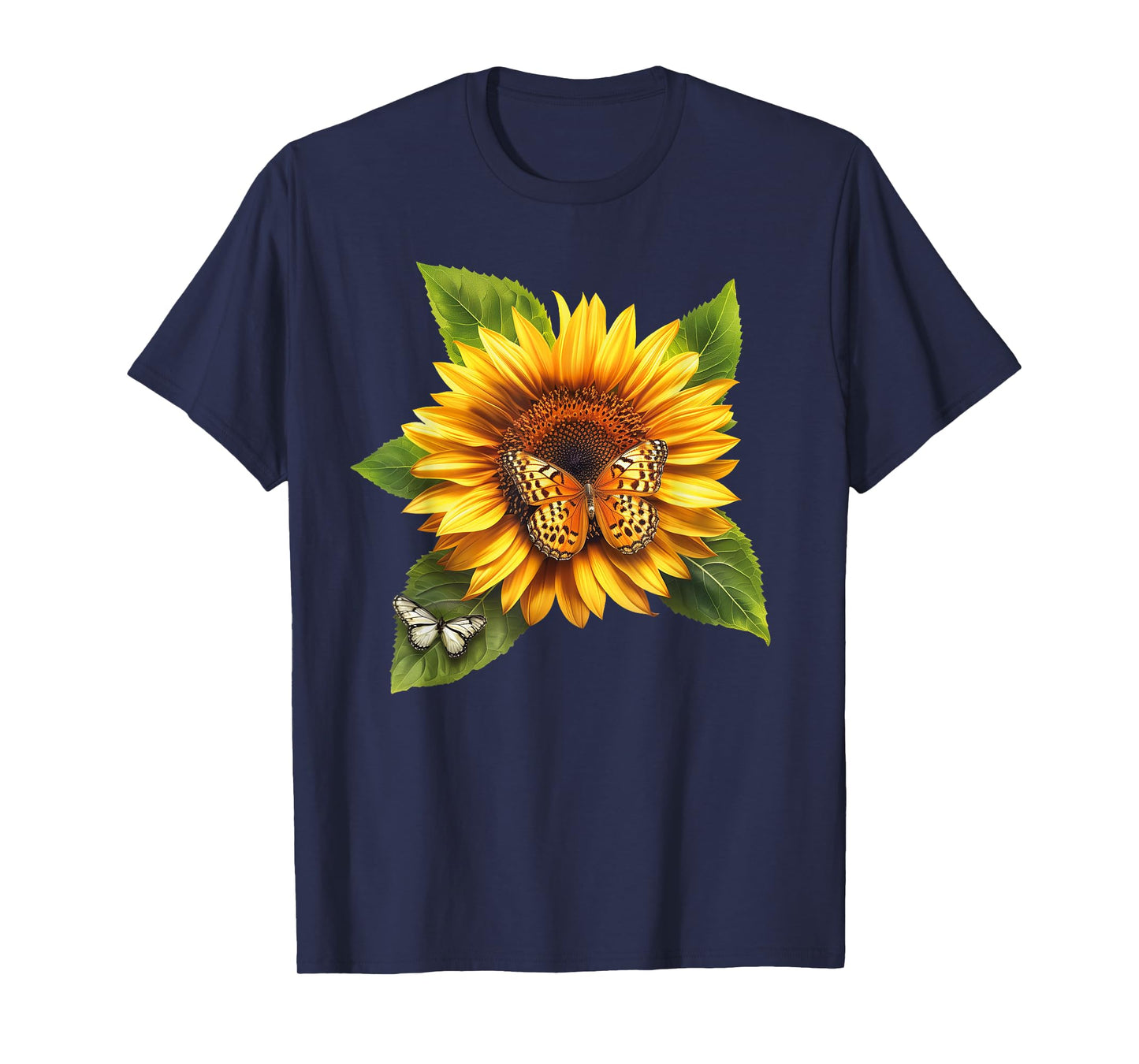 Butterfly Sunflower Floral Flower T-Shirt