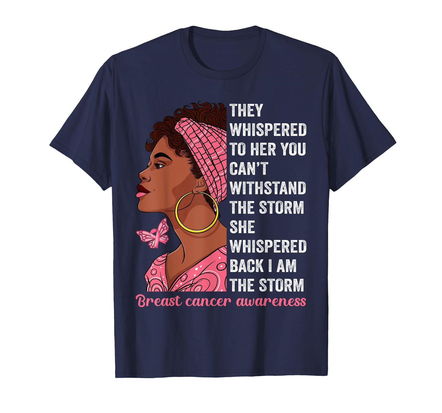 African American Breast Cancer Awareness Afro Black Women T-Shirt