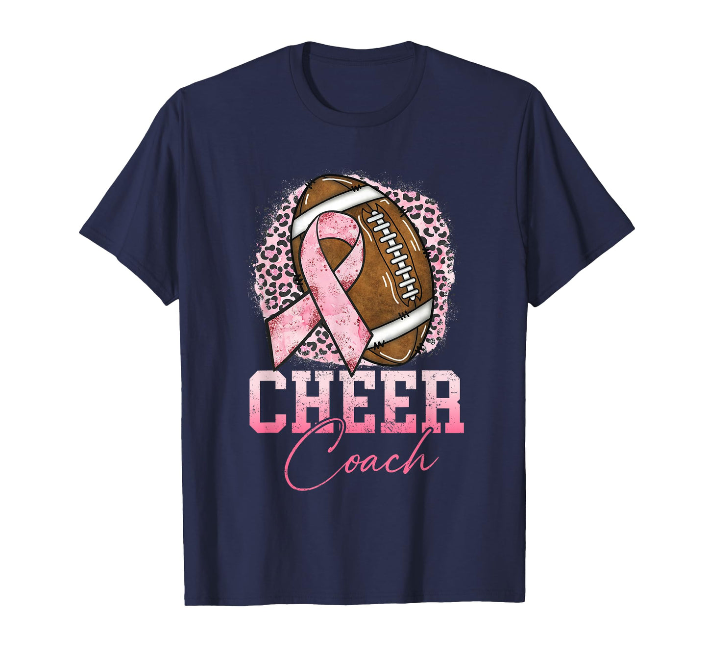 Football Cheer Coach Pink Ribbon Breast Cancer Awareness T-Shirt