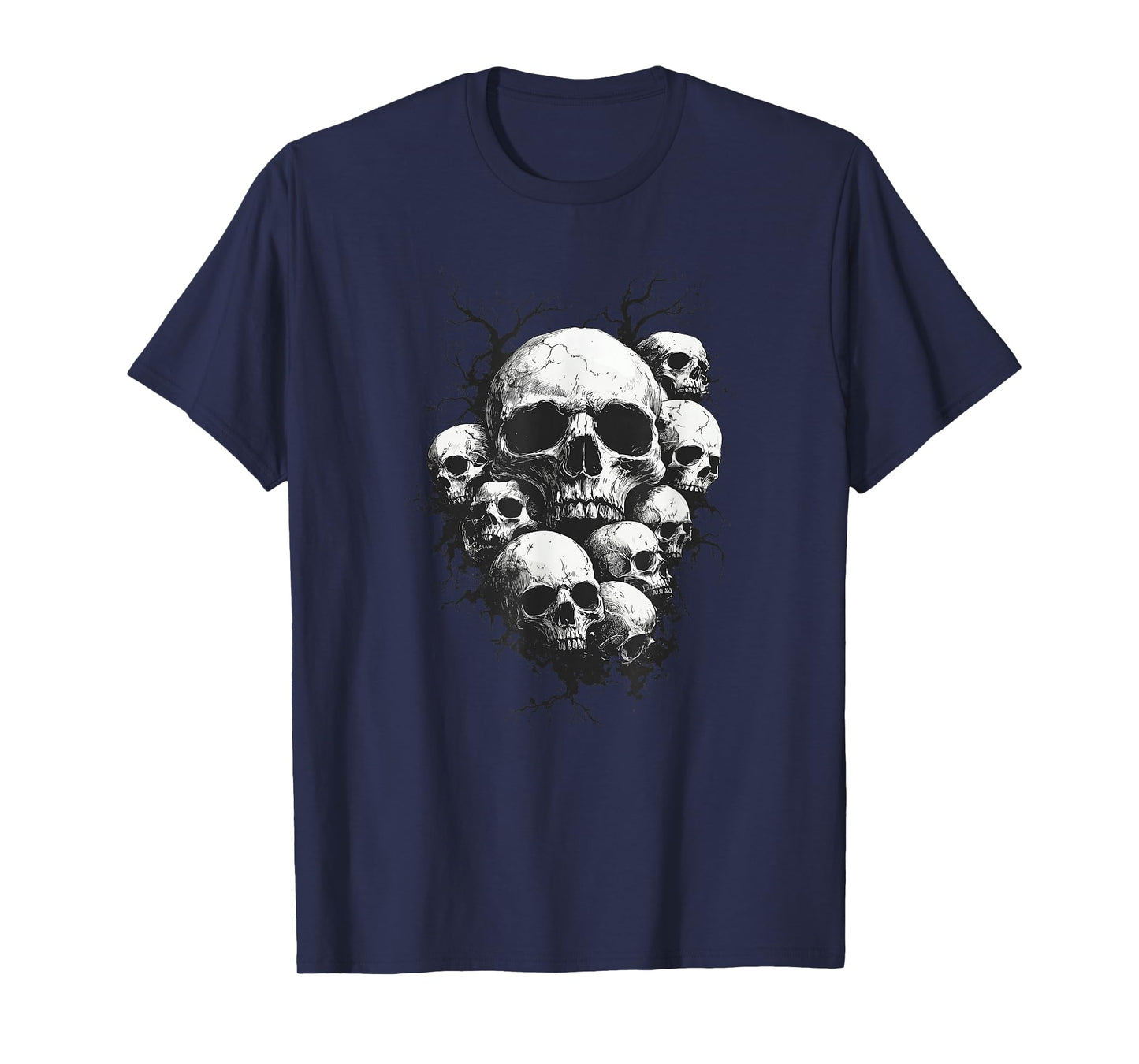 Modern Exploded Skull, Hard Rock, Black and White Skull T-Shirt