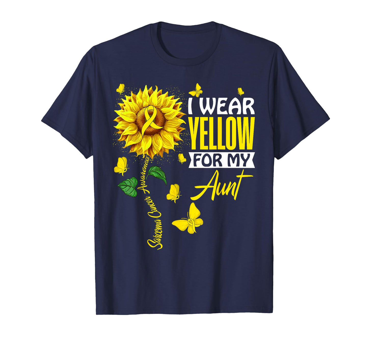 I Wear Yellow For Aunt Sarcoma Cancer Awareness Support T-Shirt