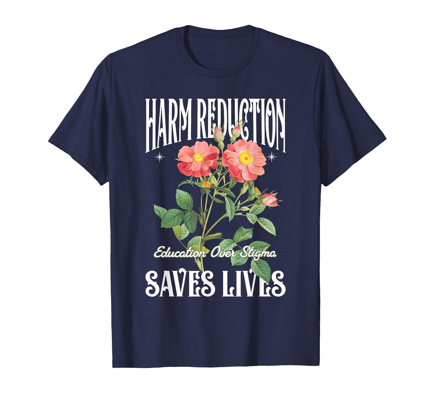 Retro Flower Harm Reduction Saves Lives Overdose Awareness T-Shirt