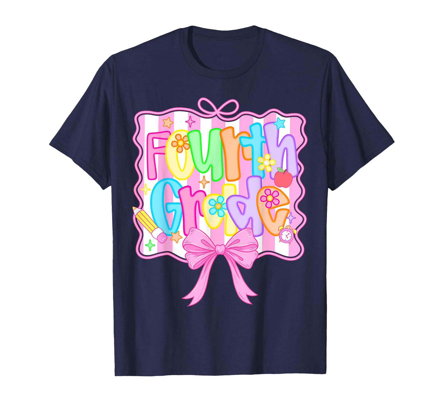 Fourth Grade Back to School Bow Cute Coquette 4th Grade Girl T-Shirt