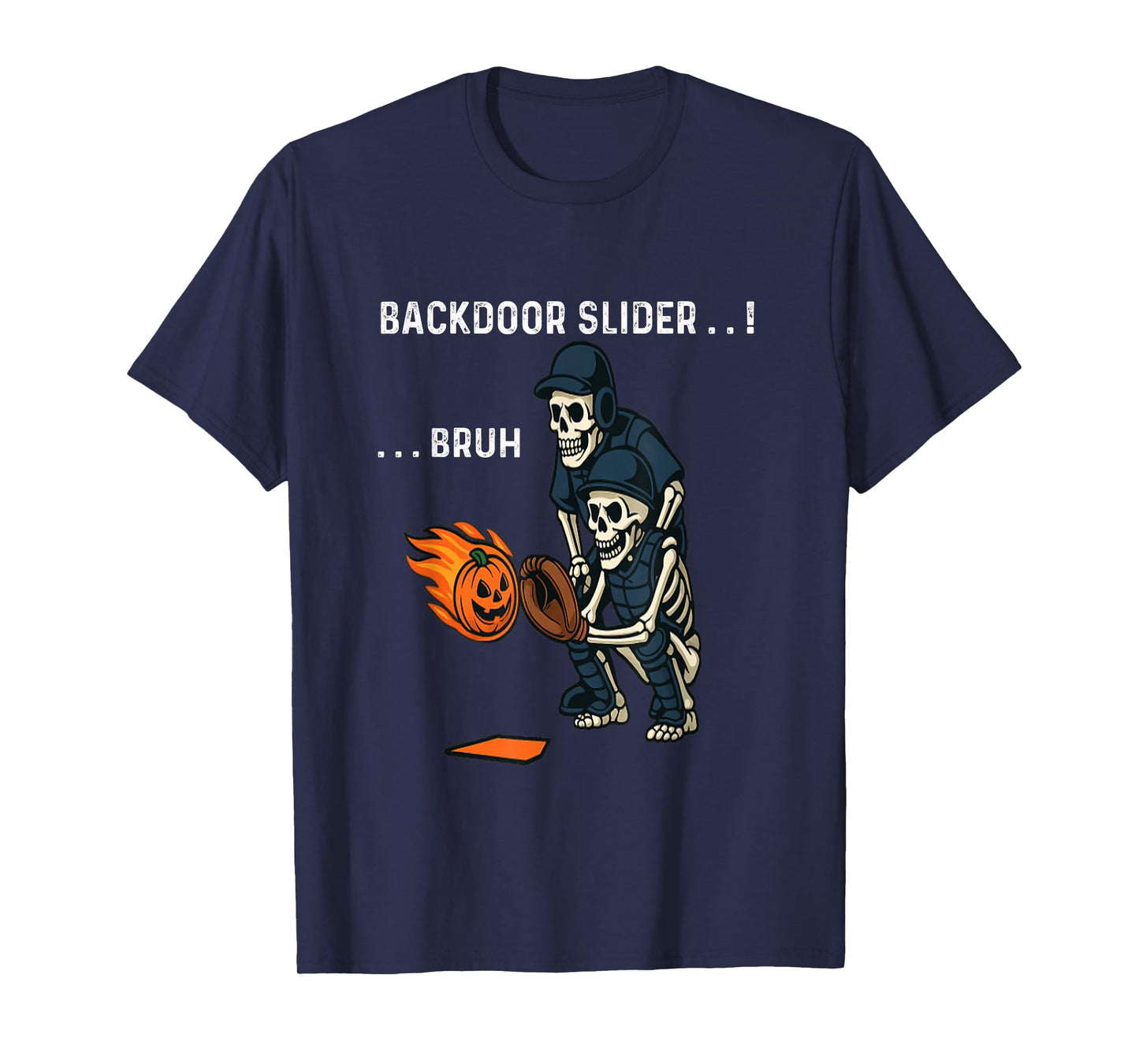 Halloween Skeleton Baseball Players Backdoor Slider Design T-Shirt