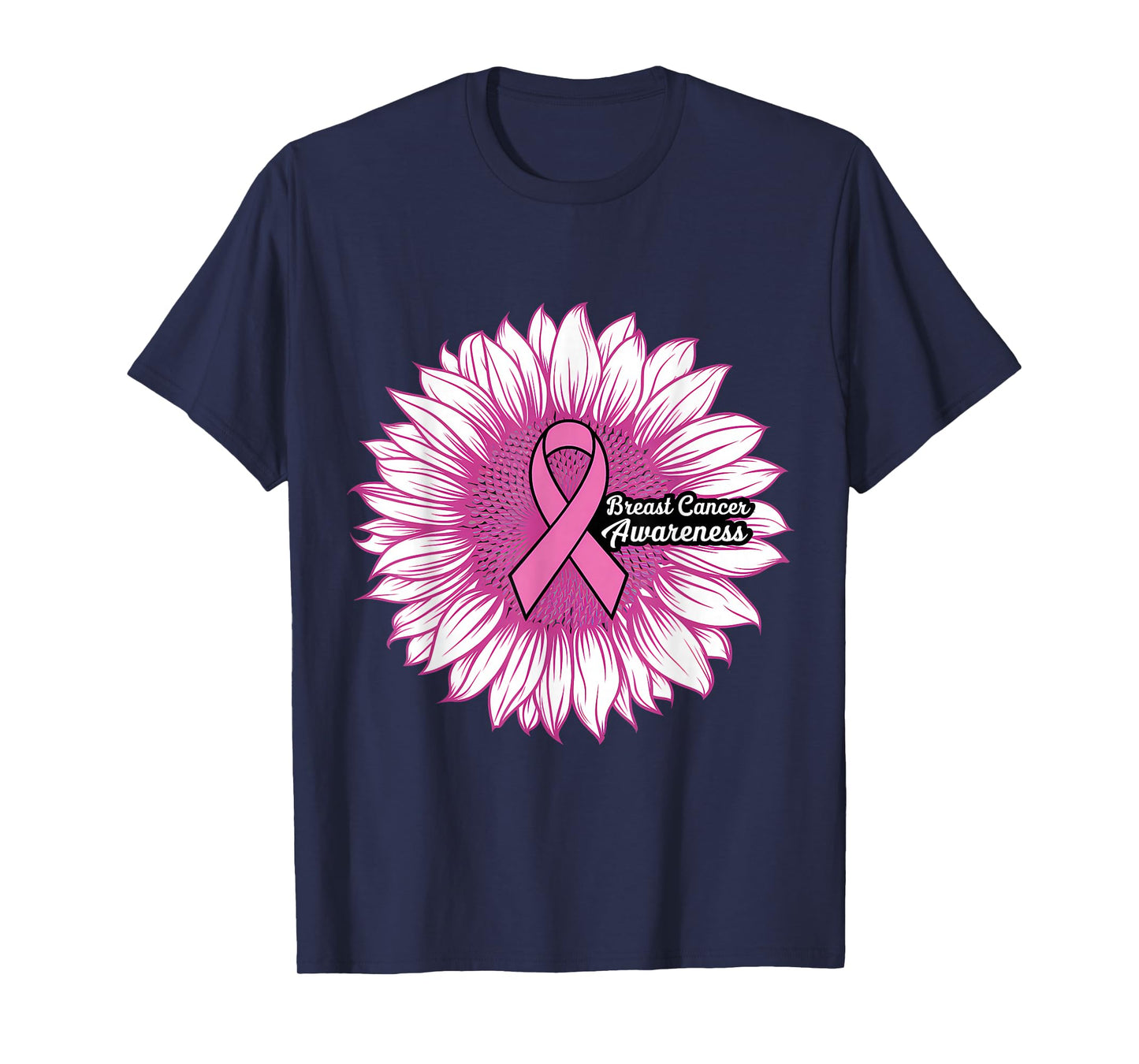 Breast Cancer Awareness Month Sunflower Pink Ribbon T-Shirt
