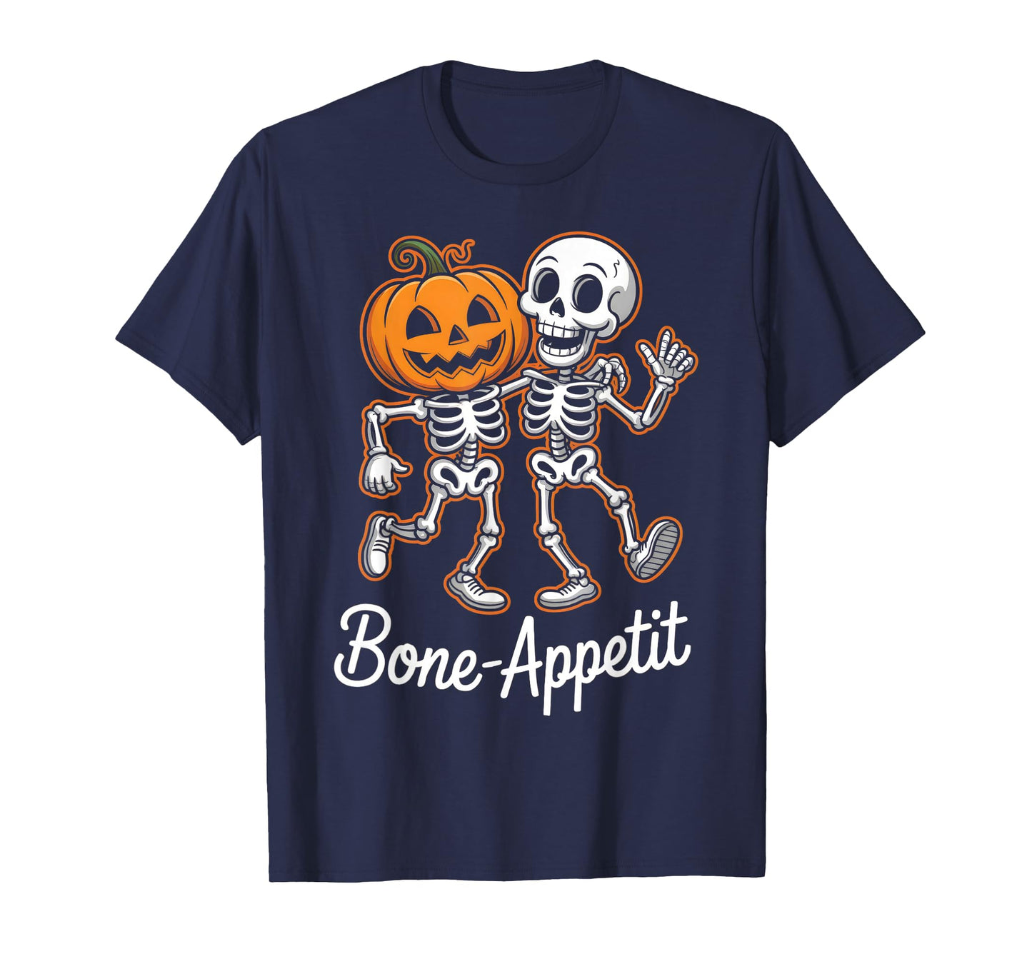Bone Appetit Halloween Skeleton Pumpkin Funny T-Shirt