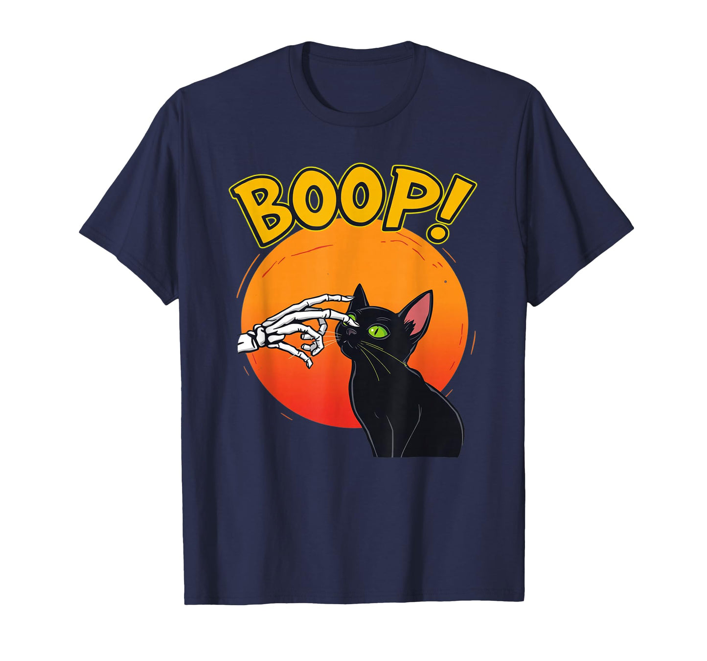 Skeleton Hand Boop On A Cat's Nose Funny Halloween Graphic T-Shirt