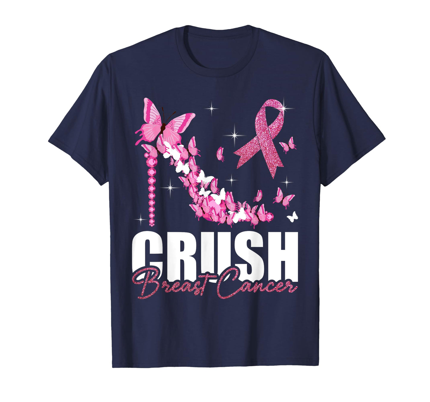 Crush Breast Cancer Ribbon Butterfly Breast Cancer Awareness T-Shirt