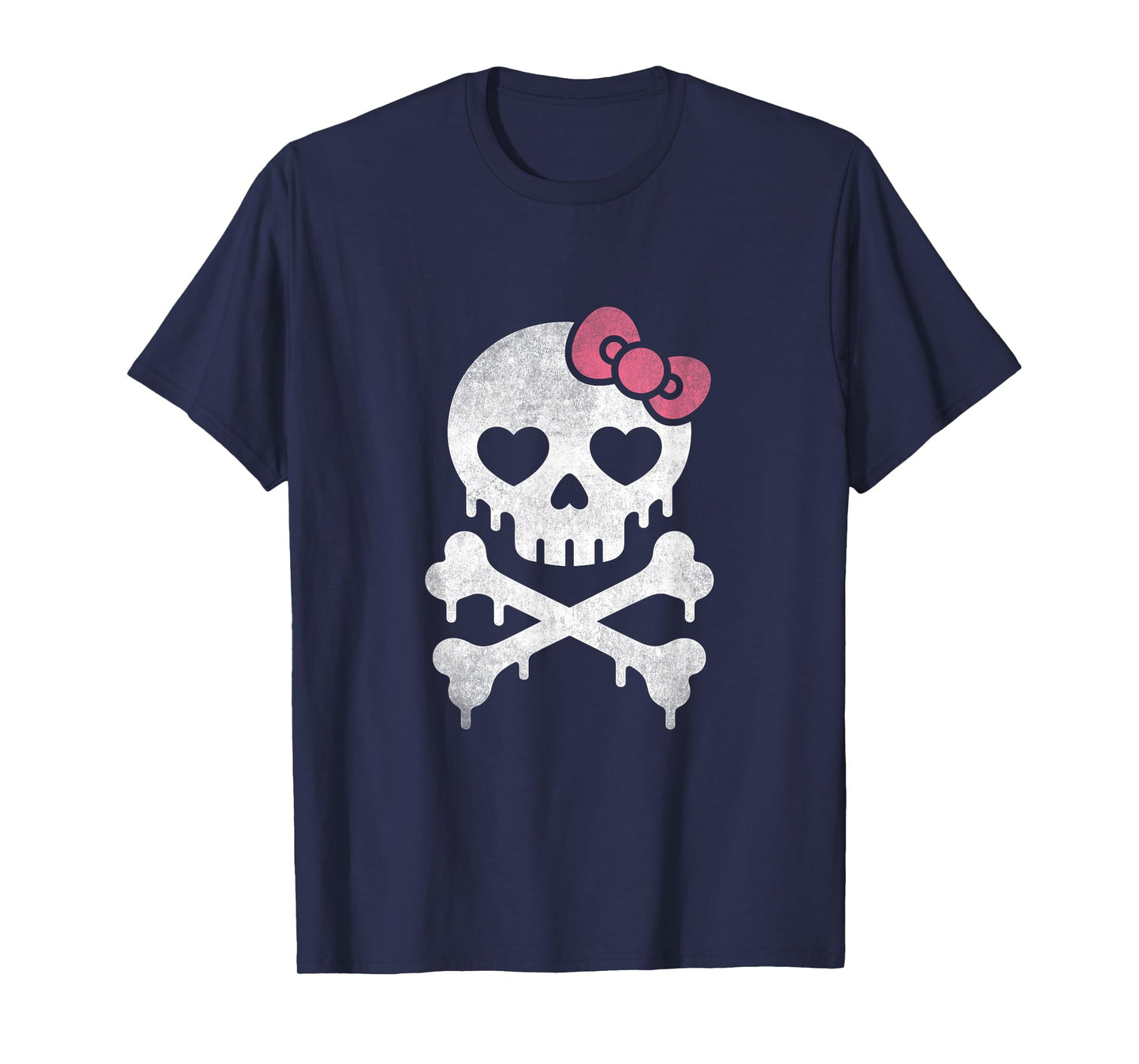 Cute Skull Pink Bow Dripping Crossbone Halloween Women Girls T-Shirt
