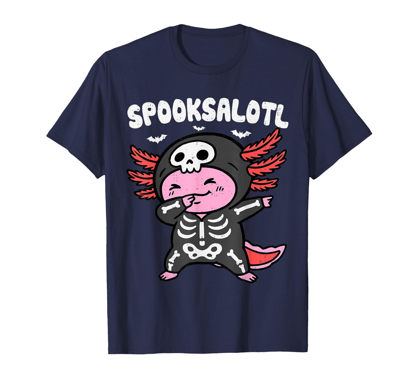 Skeleton Dabbing Axolotl Halloween Costume Boys Girls Kids T-Shirt