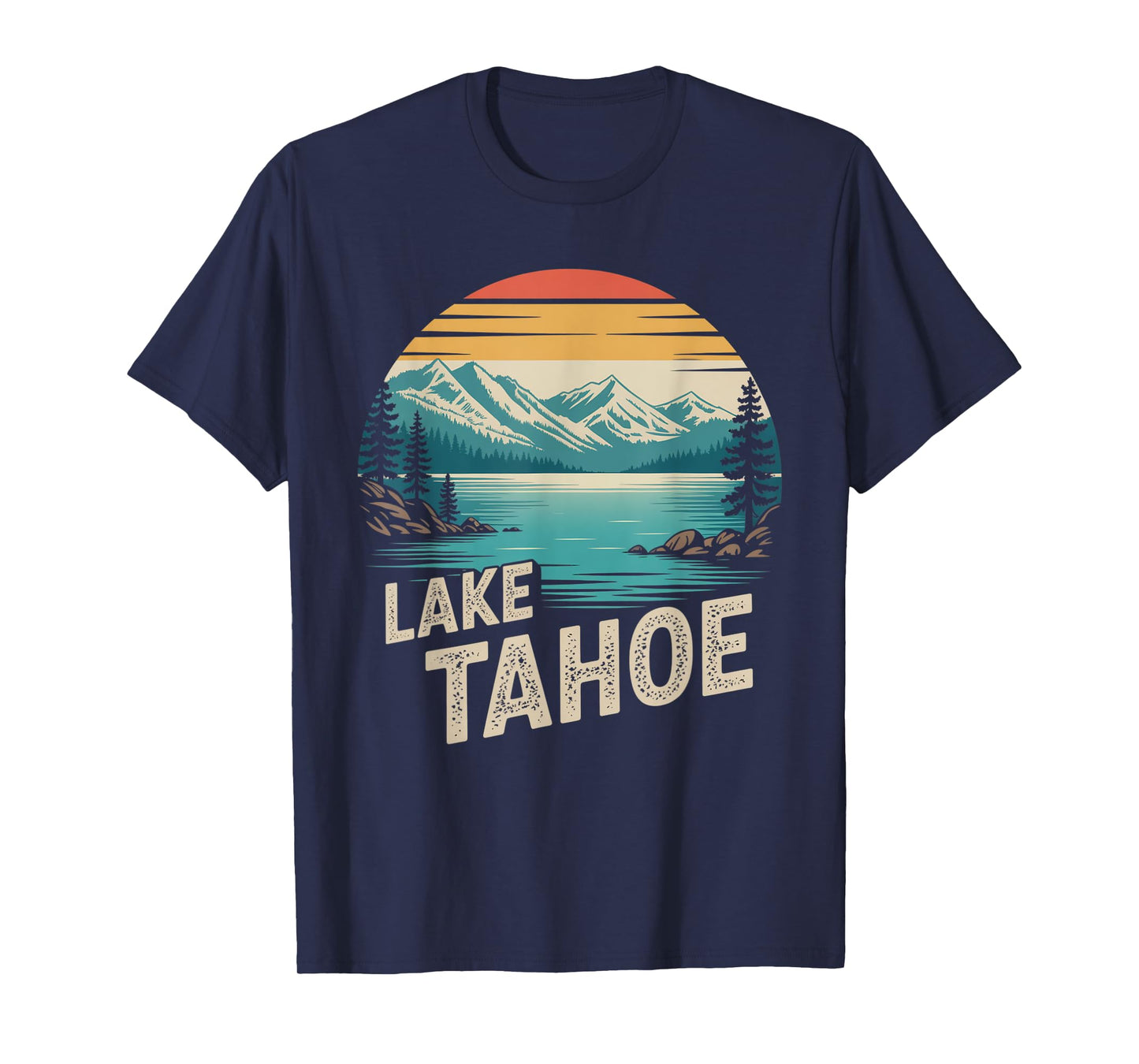 Lake Tahoe Sunset Retro Mountains Retro Vintage T-Shirt