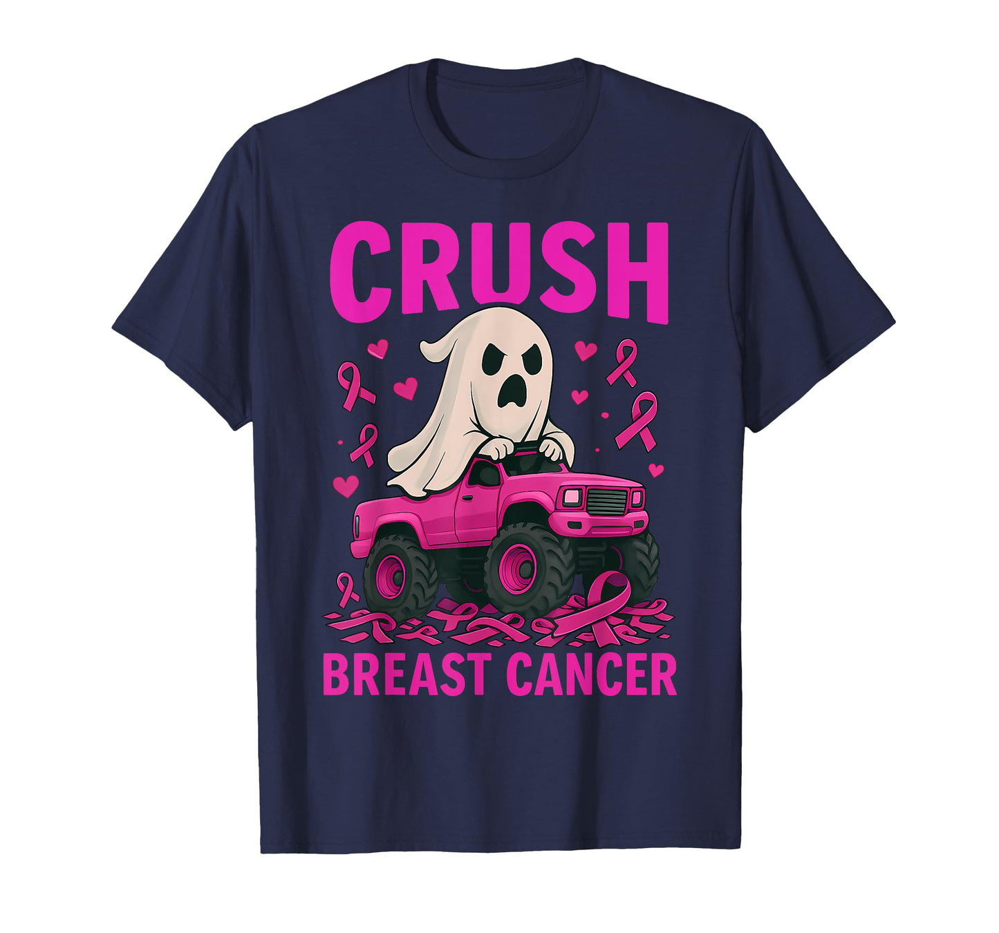 Crush Breast Cancer Awareness Ghost Halloween Pink Ribbon T-Shirt