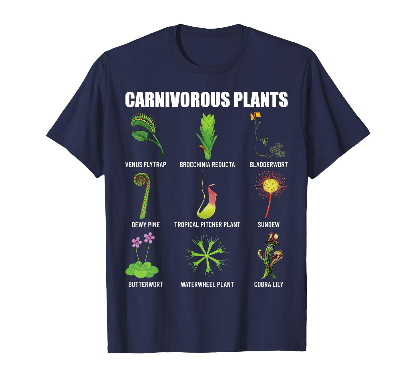 Carnivorous Plants Chart Venus Flytrap, Pitcher Plant T-Shirt