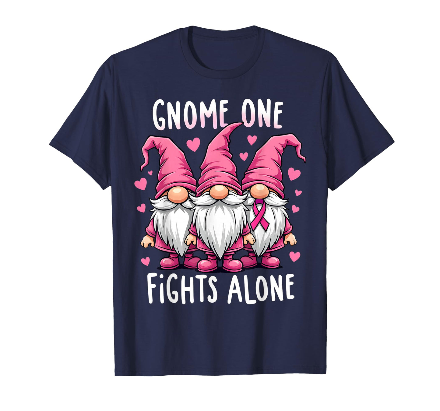 Gnome One Fights Alone Breast Cancer Awareness Pink Women T-Shirt