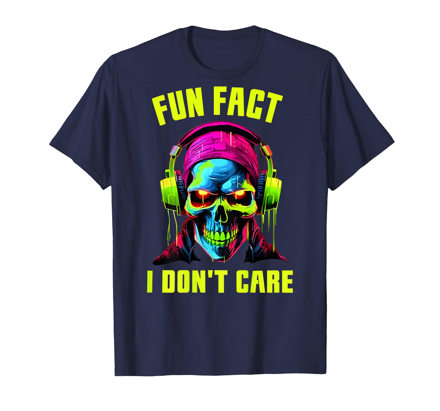 Fun Fact I Don't Care Funny Skeleton Sarcastic (ON Back) T-Shirt