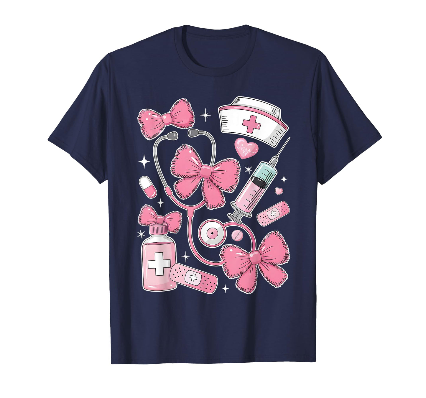 Nurse Coquette Pink Bow Stethoscope Registered Nurse Women T-Shirt