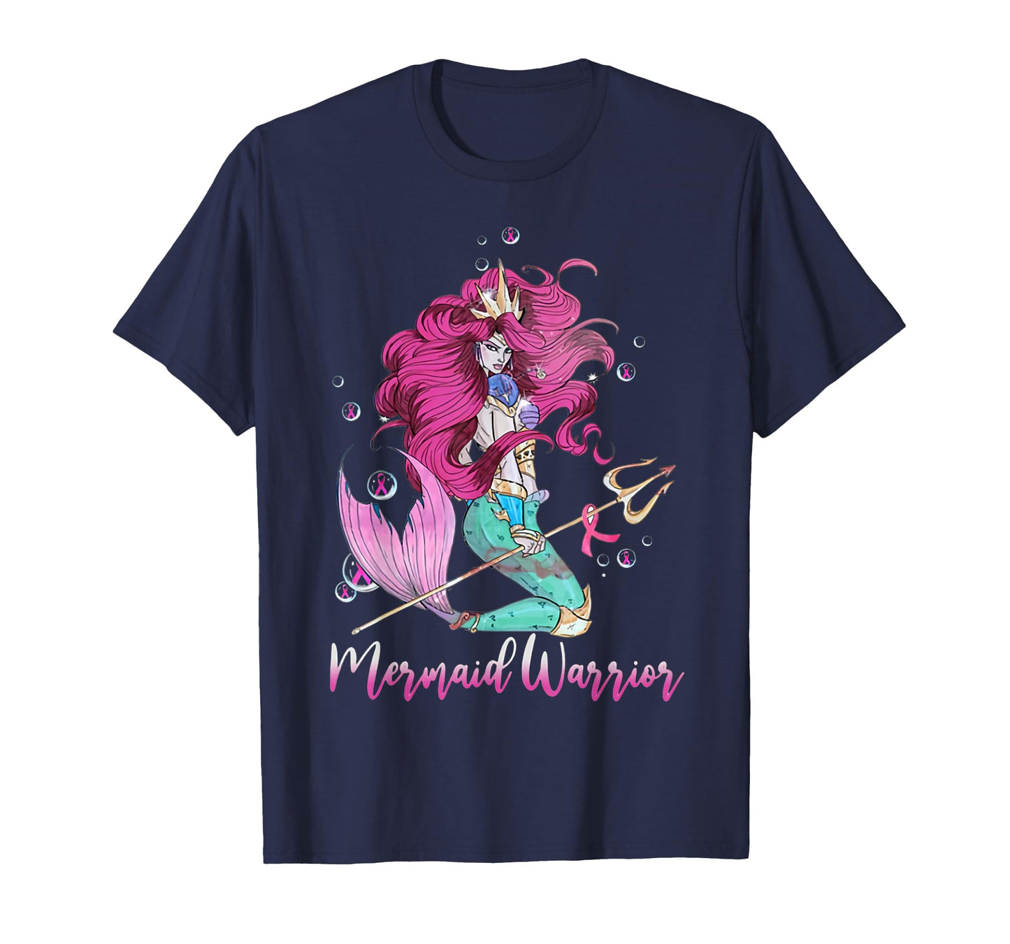 Breast Cancer Mermaid Warrior Mermaid Warrior Breast Cancer T-Shirt