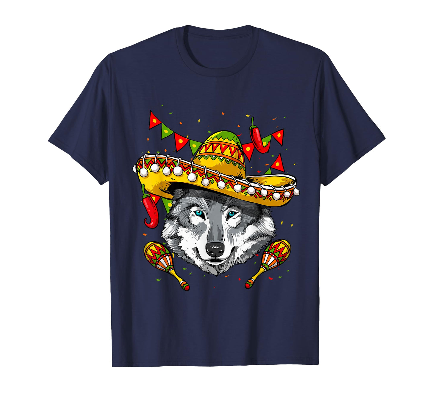 Cinco de Mayo Wolf Mexican Lover Sombrero Wolf T-Shirt
