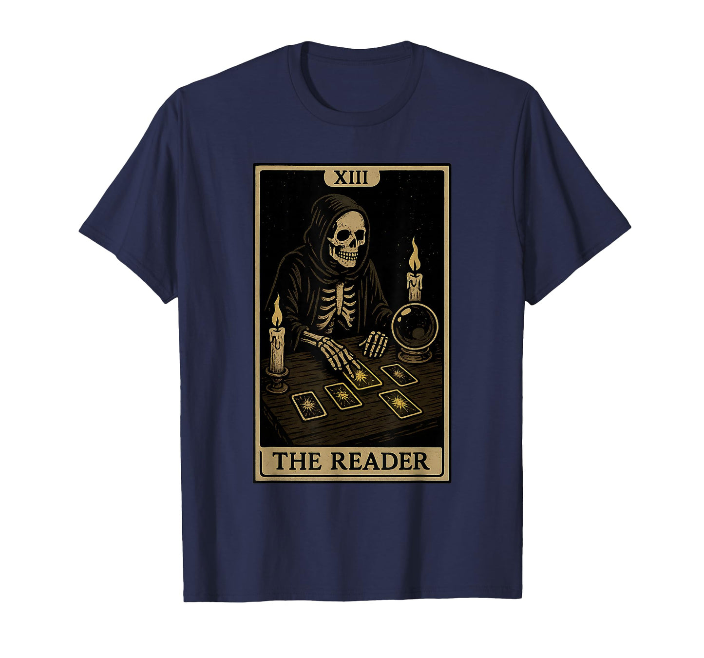 Grim Reaper The Reader Tarot Card Witchy Occult Halloween T-Shirt