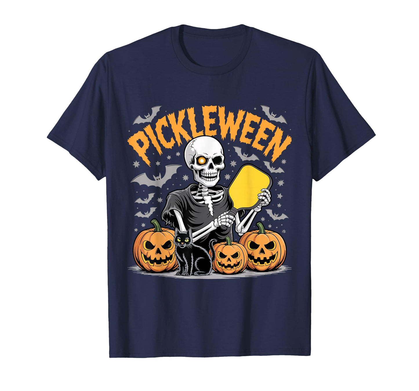 Pickleween Pickleball Player Funny Skeleton Halloween T-Shirt