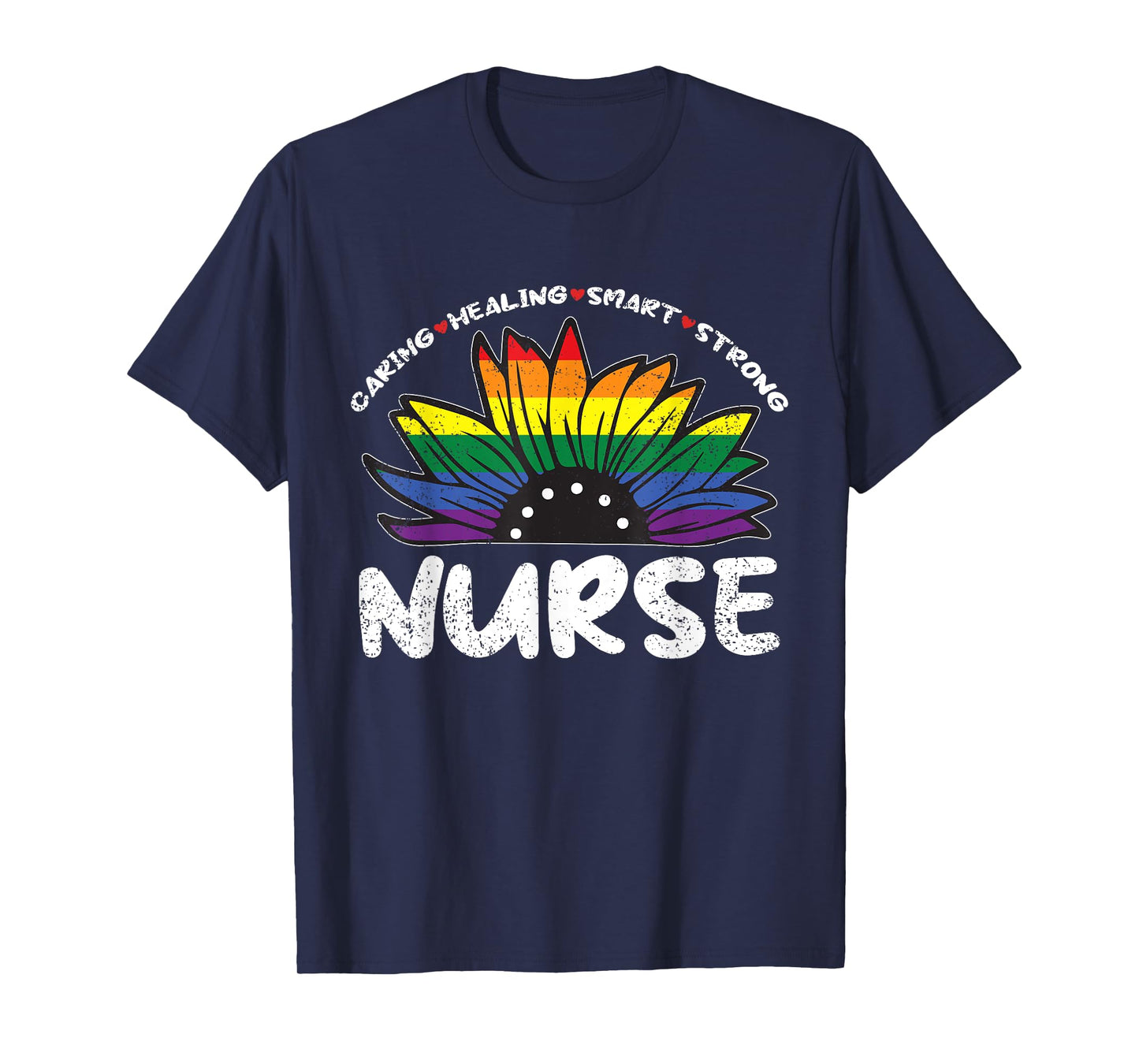 Sunflower Nurse Gay Pride LGBT-Q Flag RN LPN Nursing T-Shirt